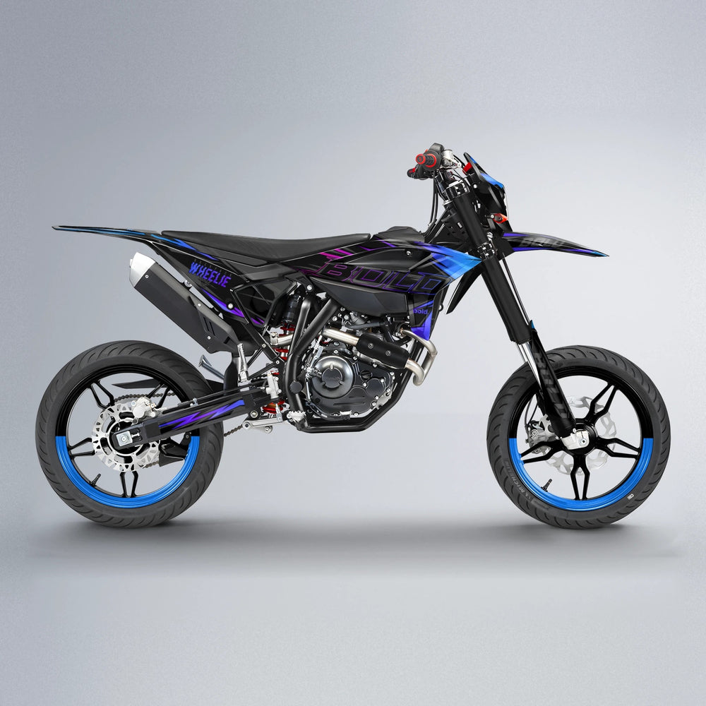 STORM Beta supermoto graphics kit in Blue Purple Fade