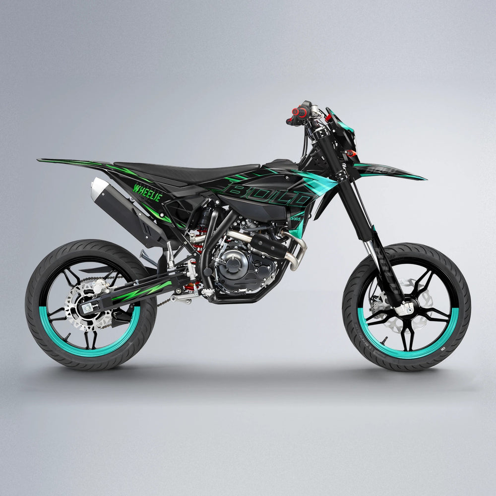 STORM Beta supermoto graphics kit in Cyan & Green