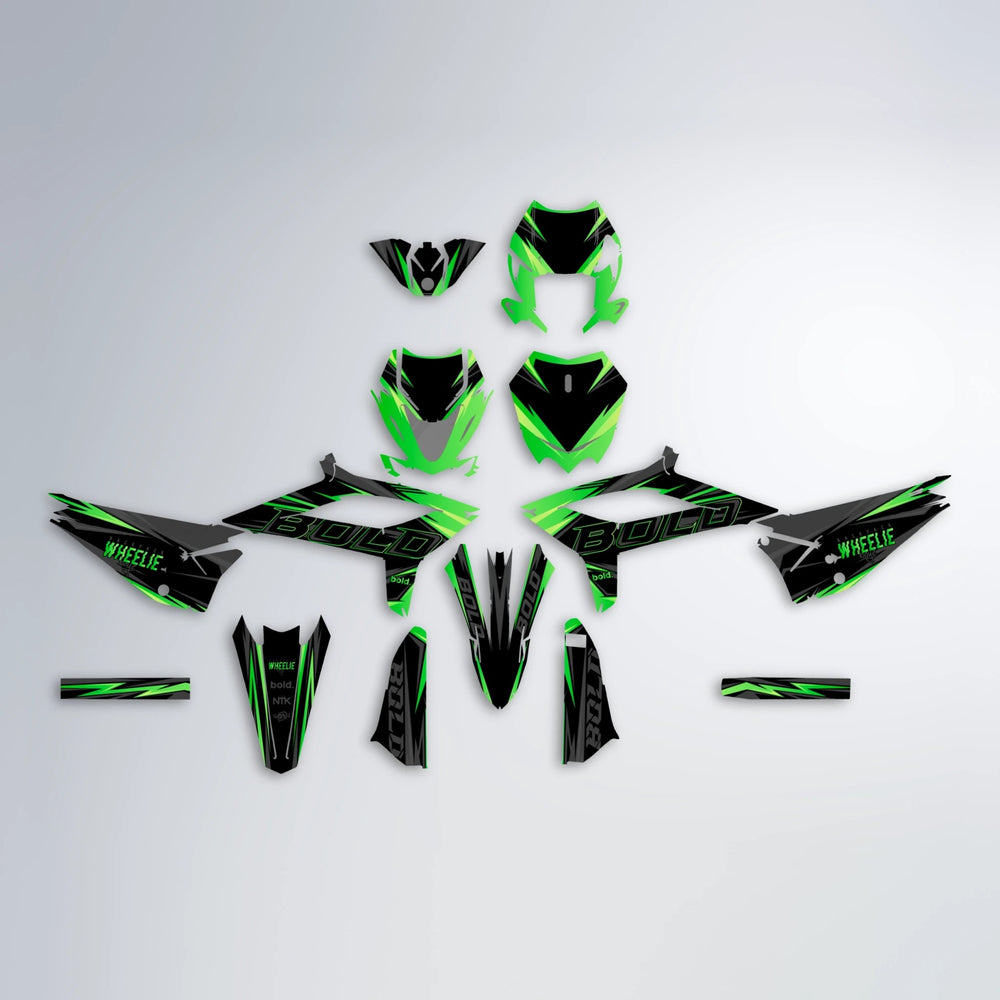 STORM Beta graphics kit parts layout in Green