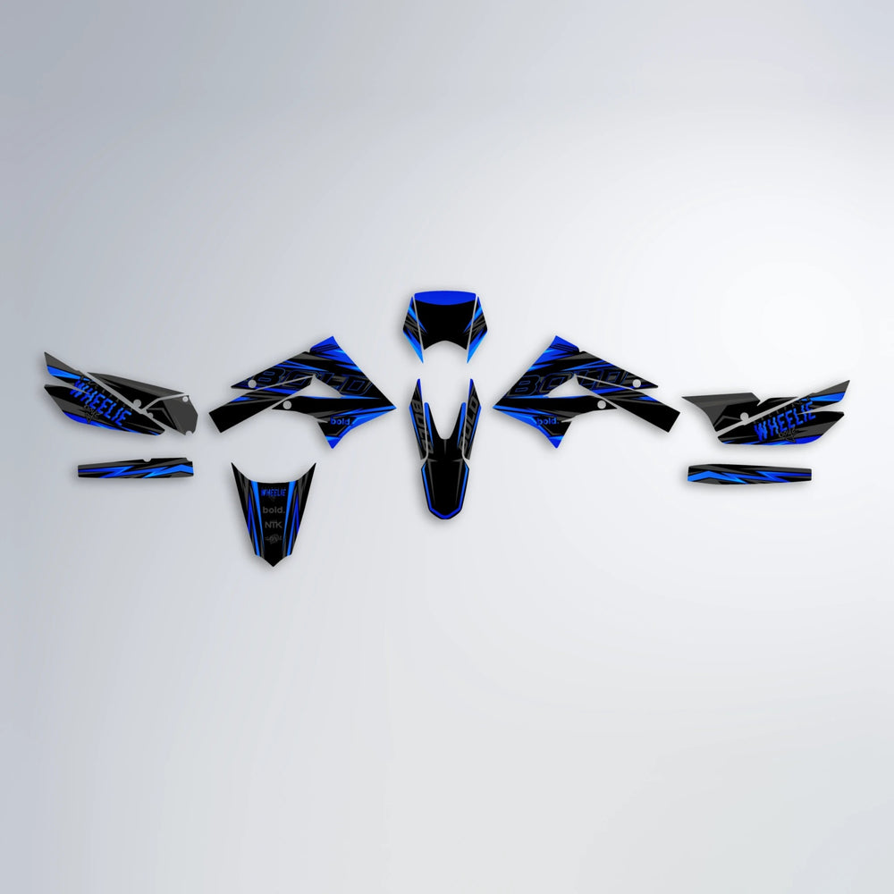 STORM Derbi Senda graphics kit parts layout in Blue