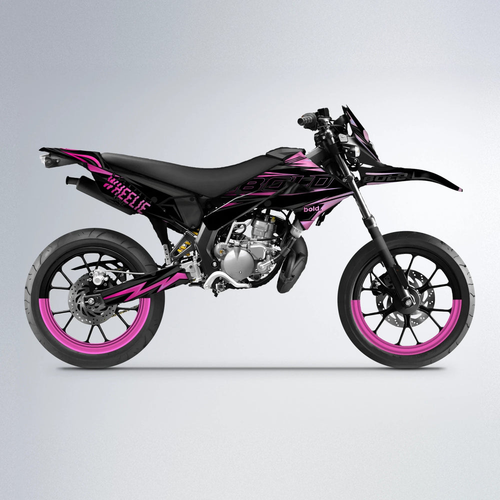 STORM Derbi Senda supermoto graphics kit in Flamingo