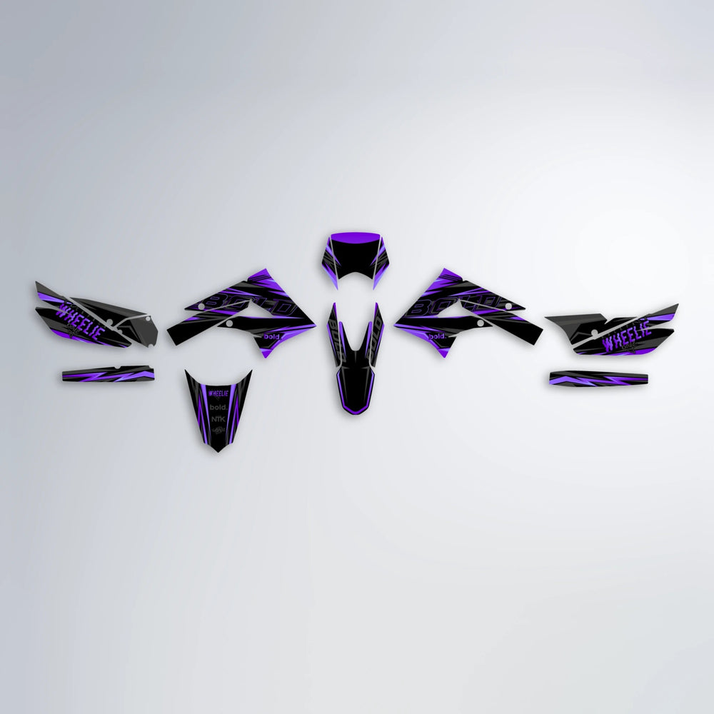 STORM Derbi Senda graphics kit parts layout in Purple
