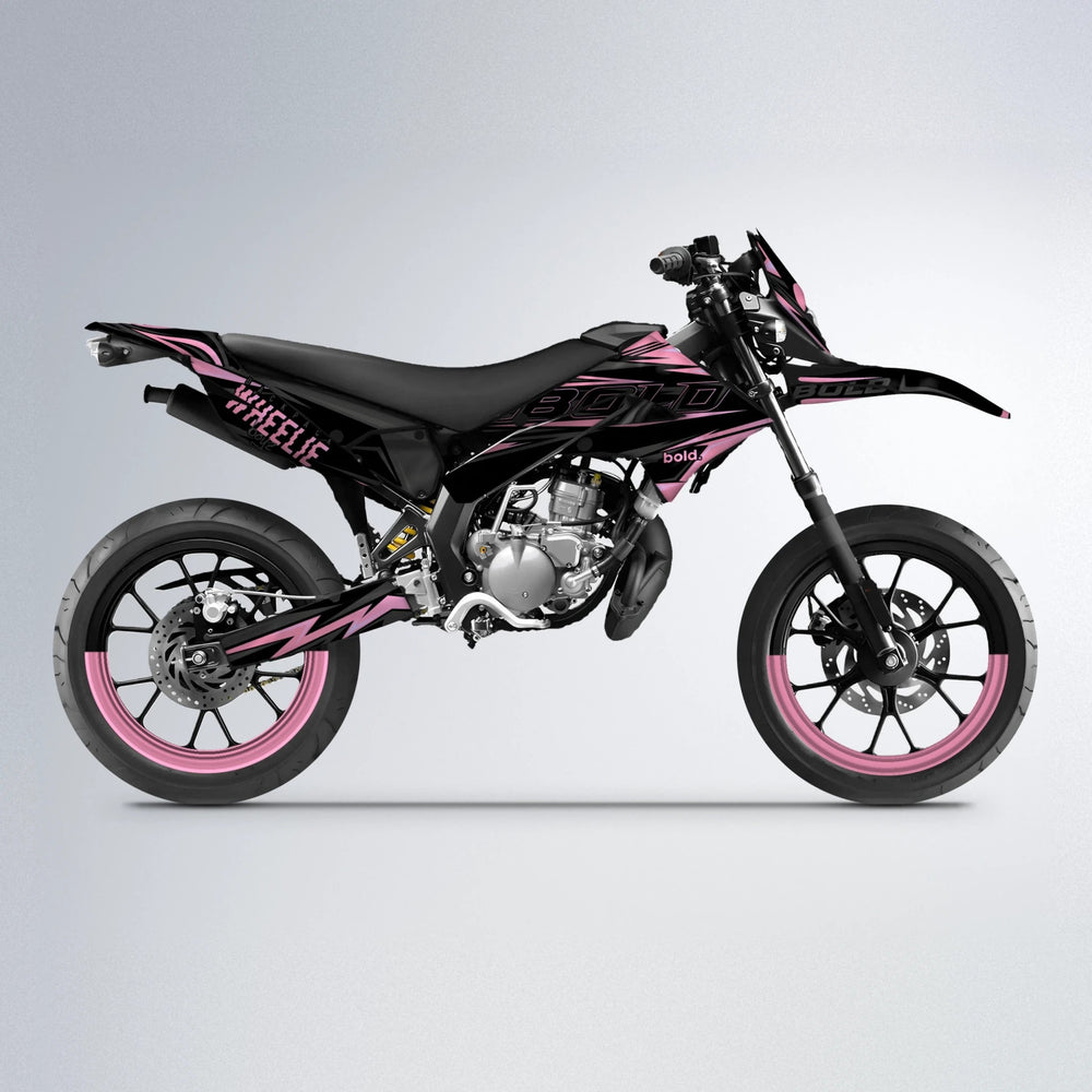 STORM Derbi Senda supermoto graphics kit in Sakura Pink