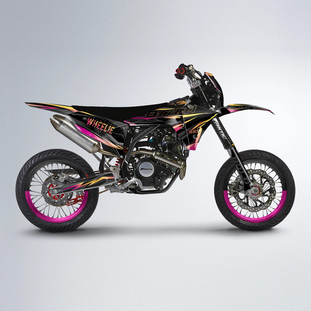 STORM Fantic supermoto graphics kit in Pink & Yellow