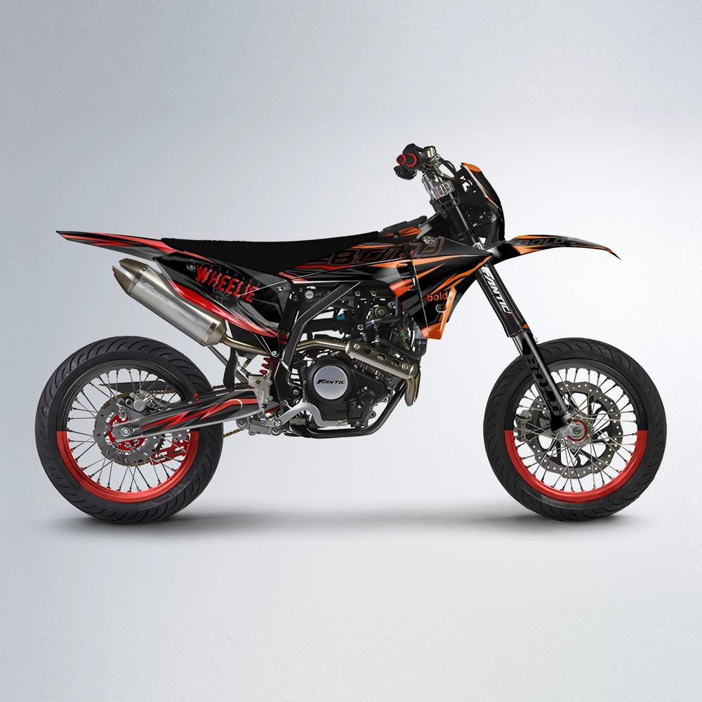 STORM Fantic supermoto graphics kit in Red & Orange