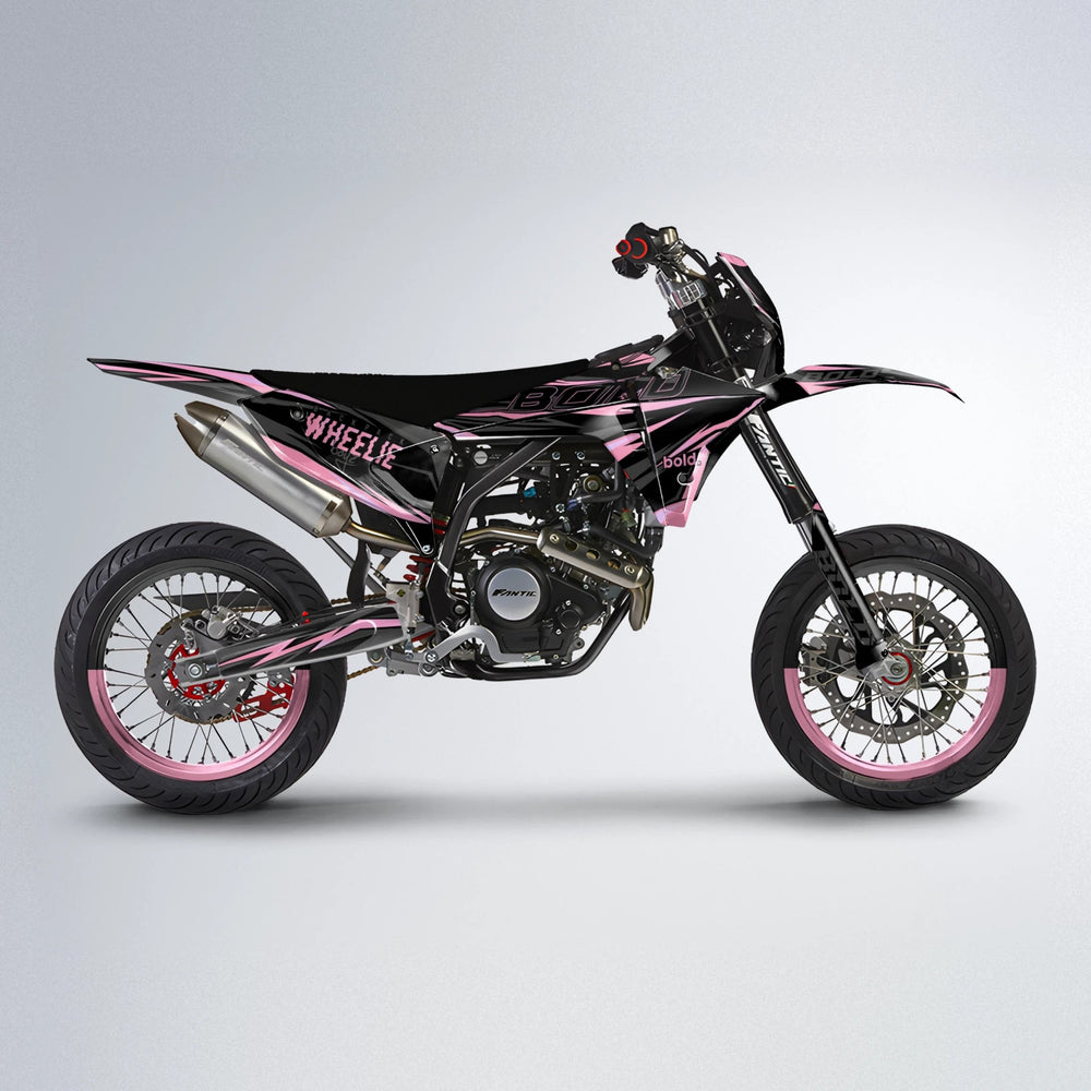 STORM Fantic supermoto graphics kit in Sakura Pink
