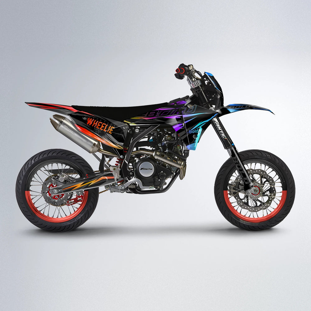 STORM Fantic supermoto graphics kit in Sunset Fade