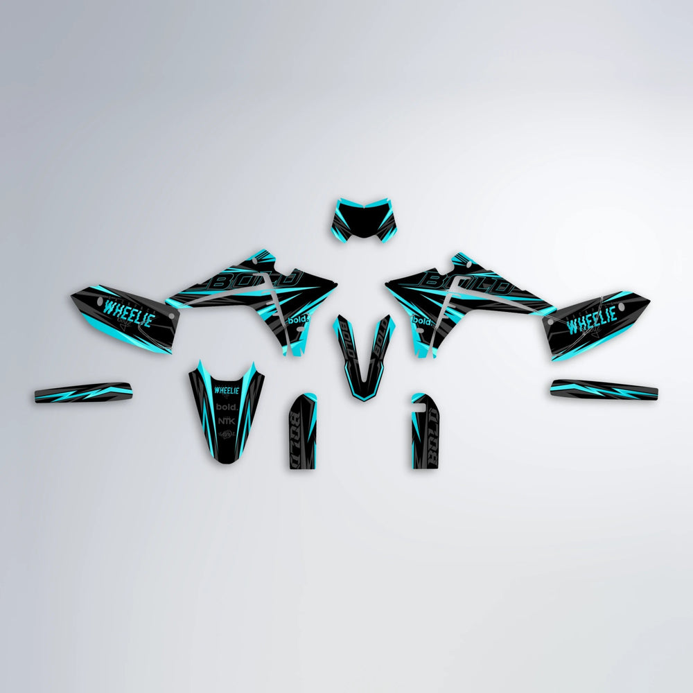 STORM Fantic graphics kit parts layout in Teal
