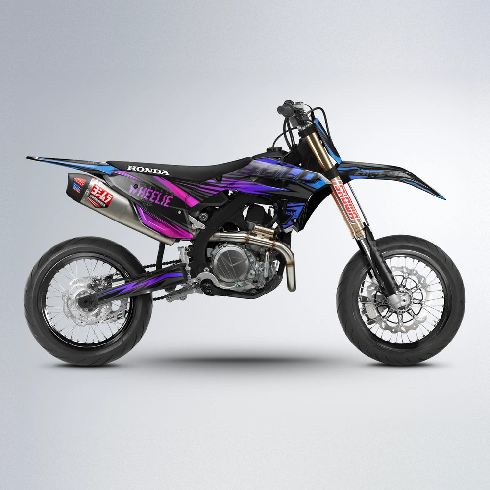 STORM Honda supermoto graphics kit in Blue Purple Fade