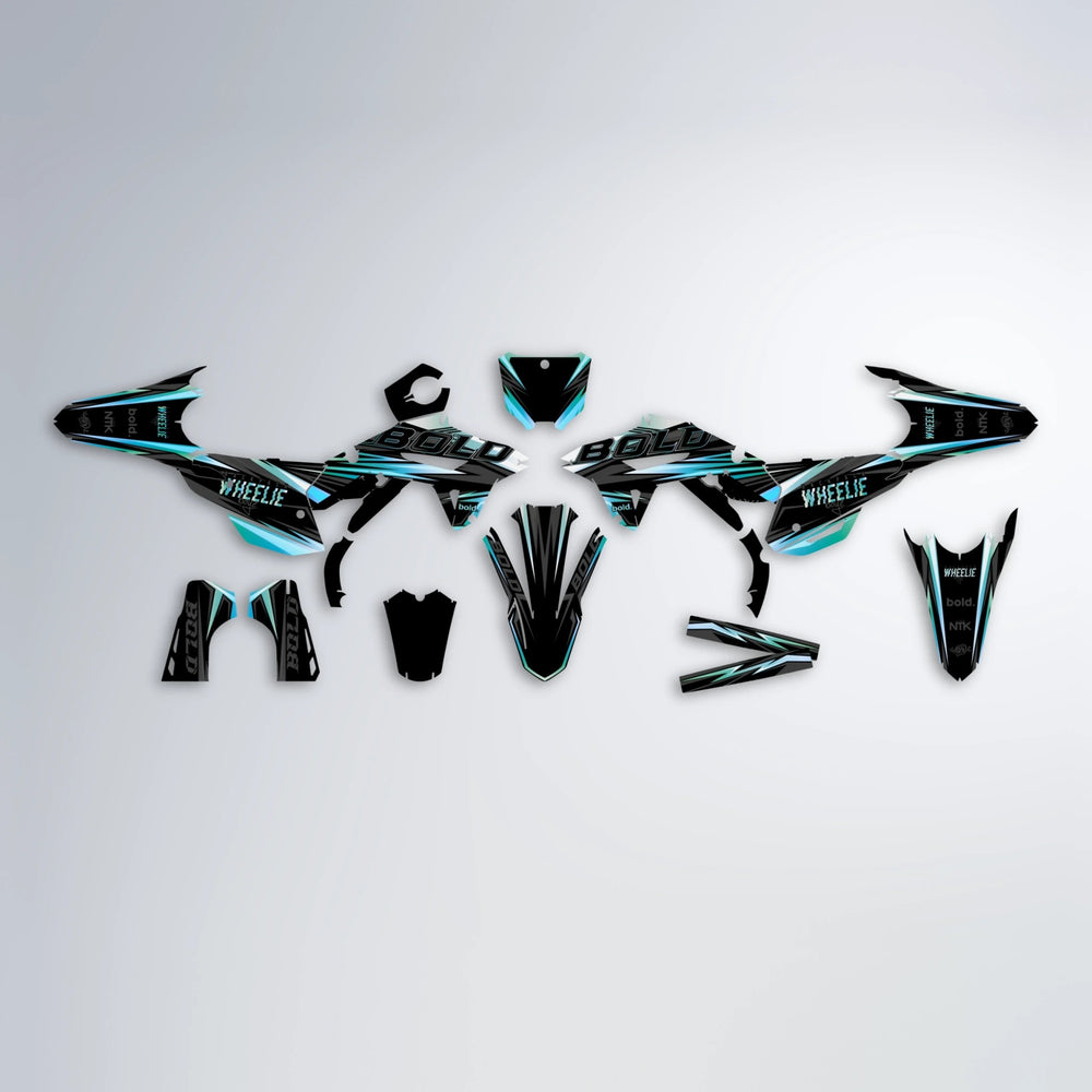 STORM Honda graphics kit parts layout in Light Blue & White