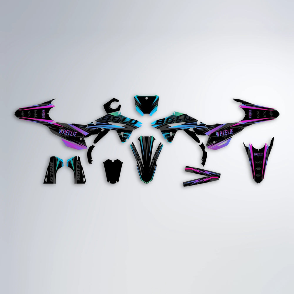 STORM Honda graphics kit parts layout in Pink & Light Blue