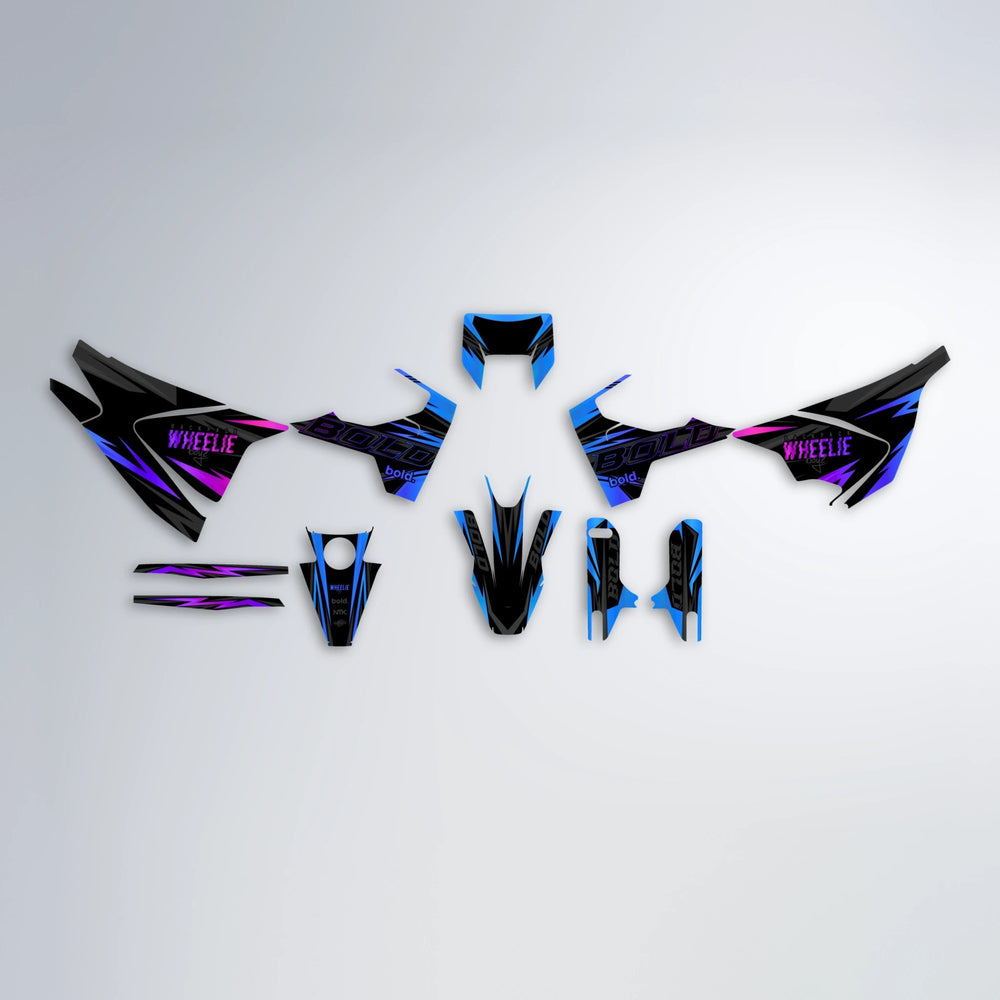 STORM Husqvarna 701 graphics kit parts layout in Blue Purple Fade