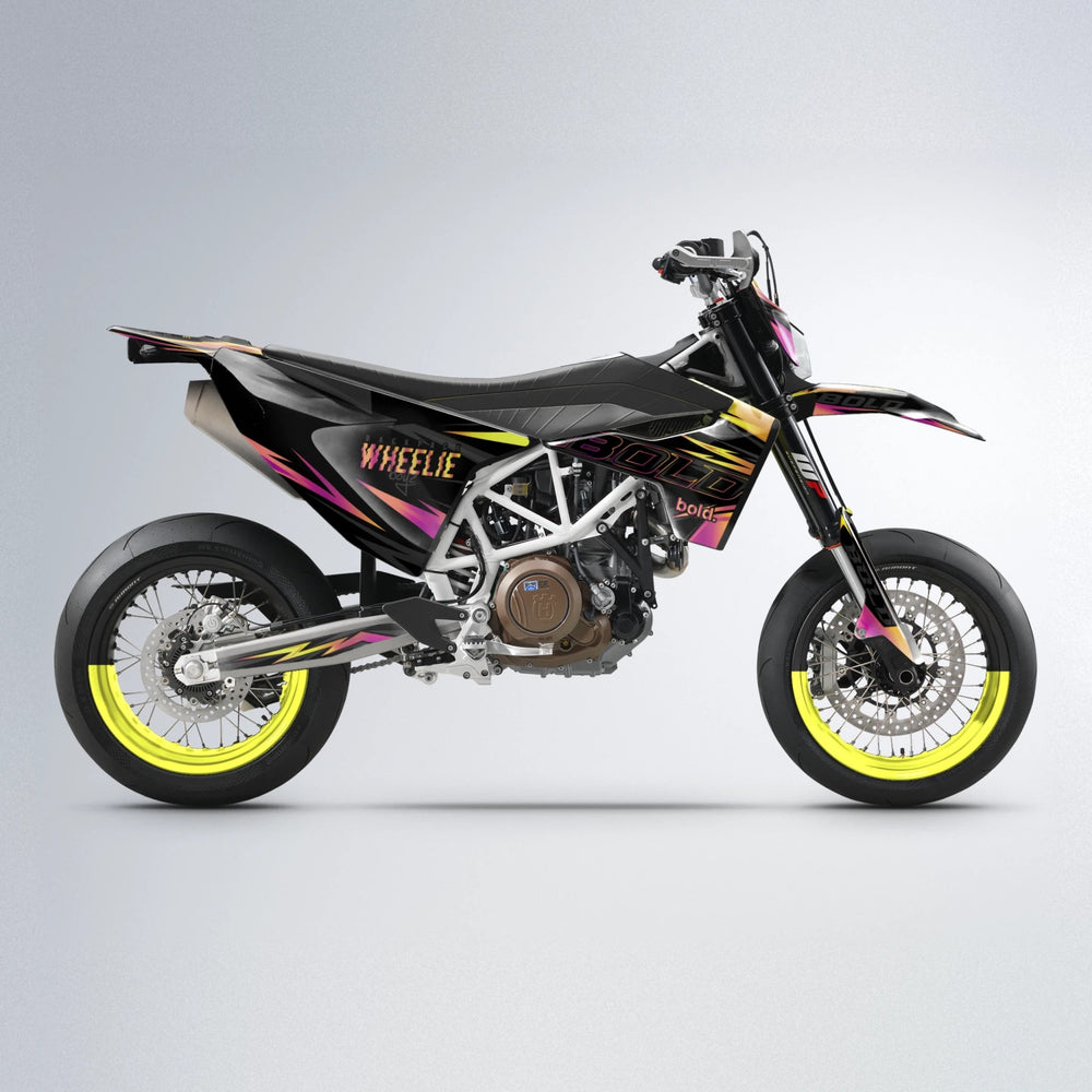 STORM Husqvarna 701 supermoto graphics kit in Pink & Yellow