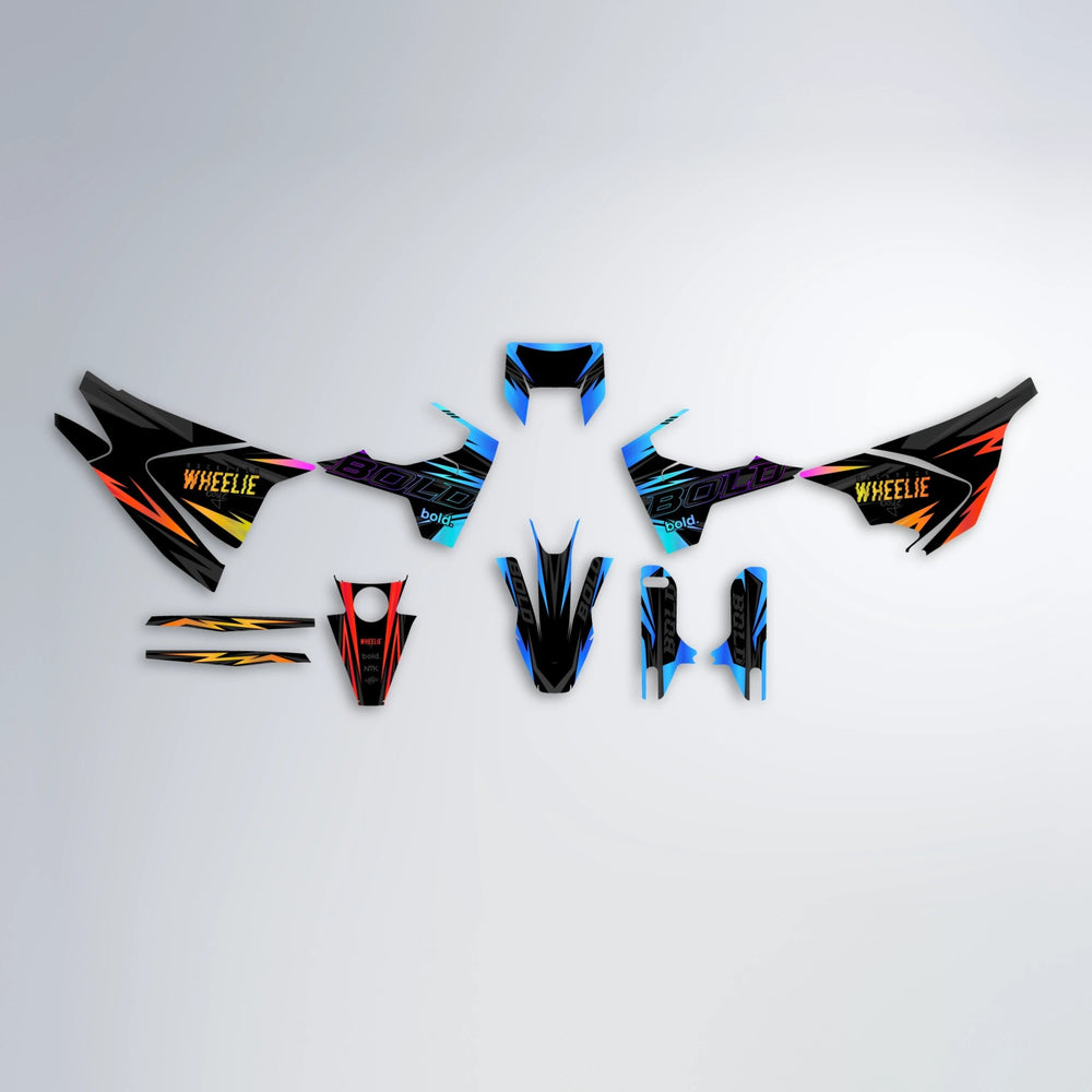 STORM Husqvarna 701 graphics kit parts layout in Sunset Fade
