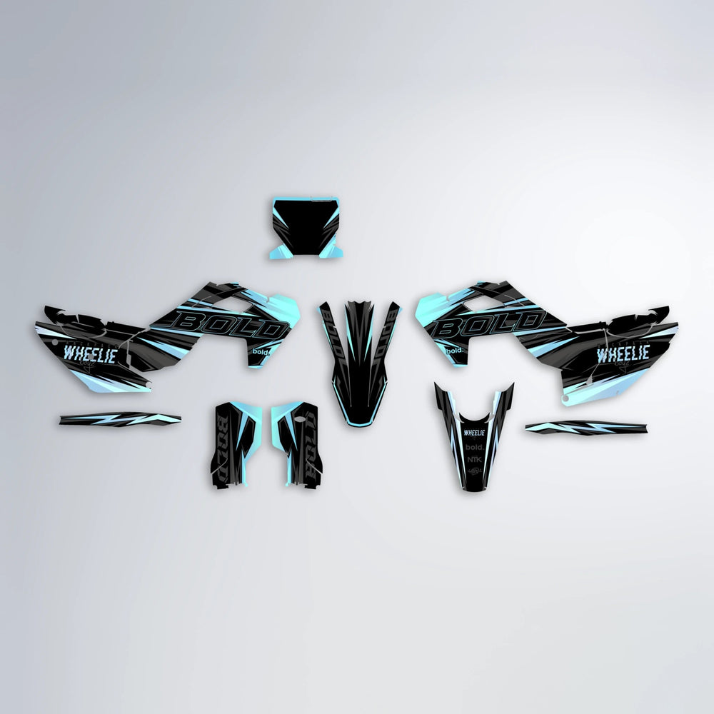 STORM Husqvarna FE/TE graphics kit parts layout in Mint