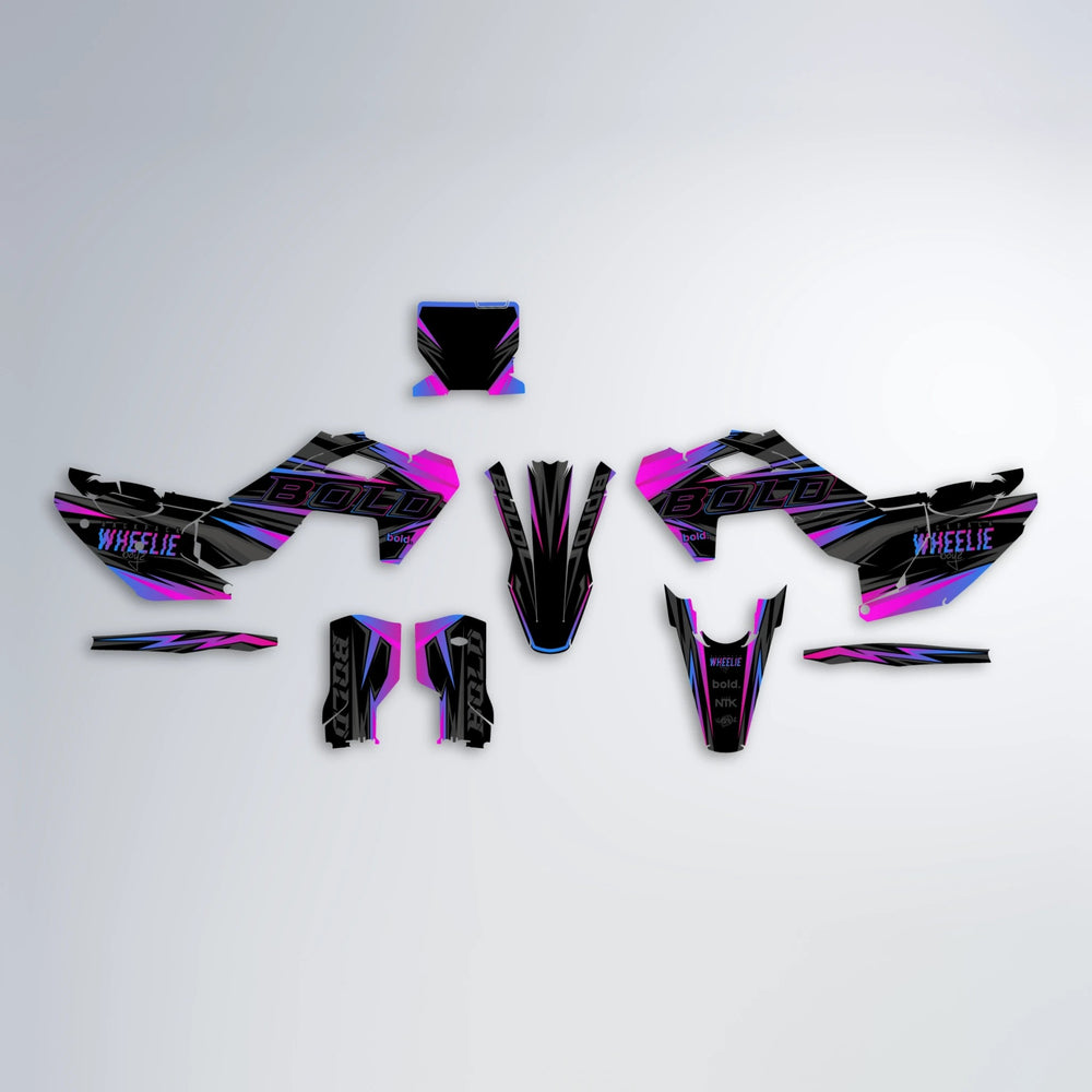STORM Husqvarna FE/TE graphics kit parts layout in Pink