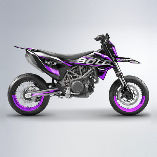 STORM KTM SMC 690 supermoto graphics kit in PURPLE