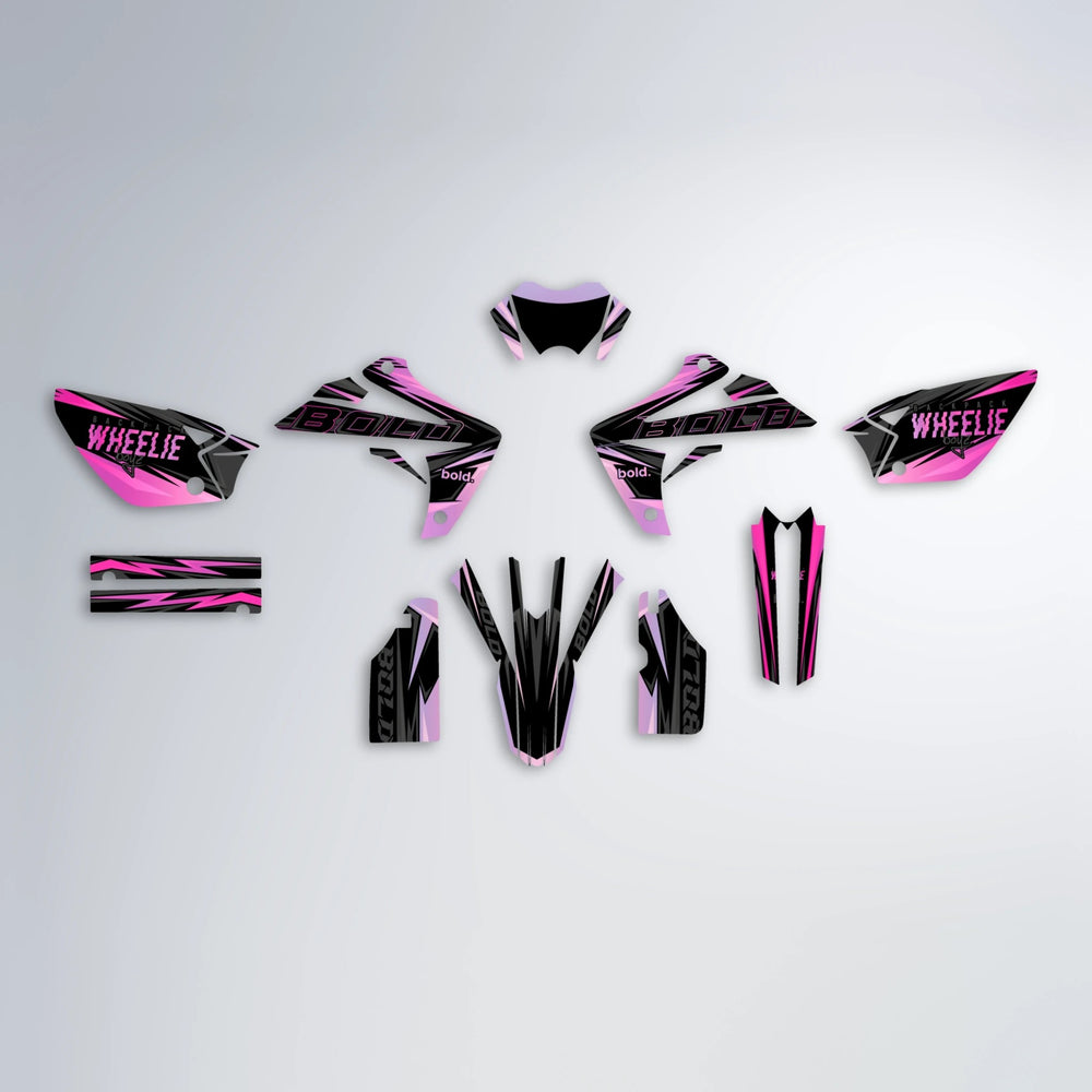 STORM Rieju MRT graphics kit parts layout in Flamingo