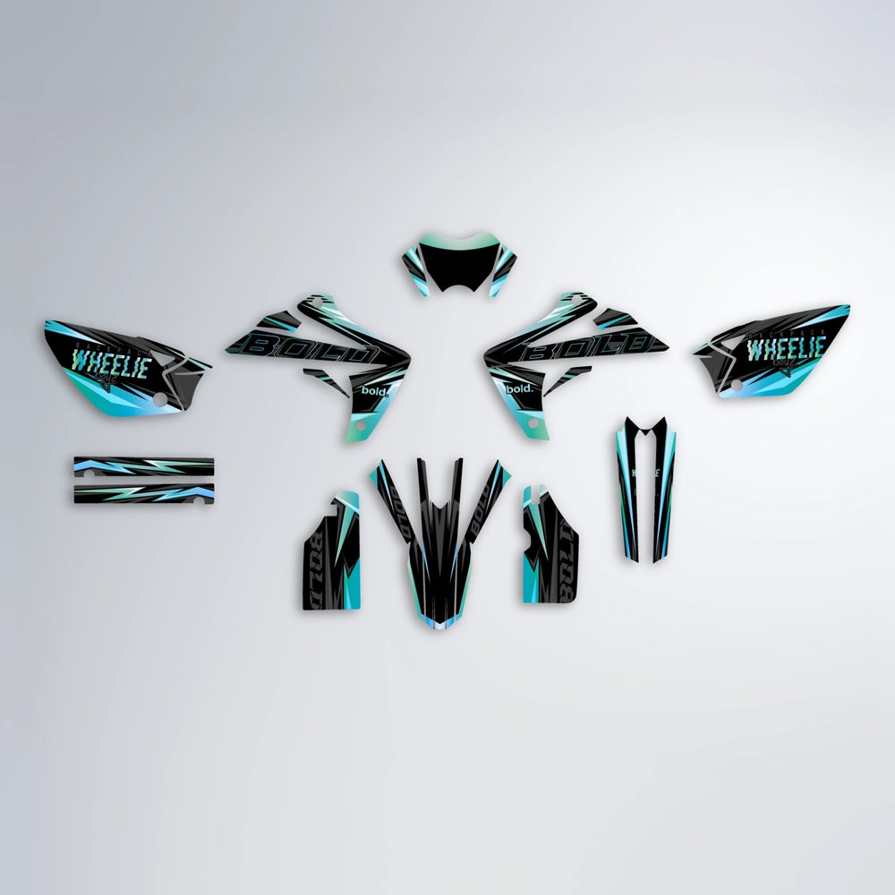 STORM Rieju MRT graphics kit parts layout in Light Blue & White
