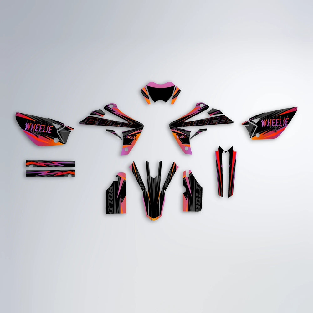 STORM Rieju MRT graphics kit parts layout in Red & Orange