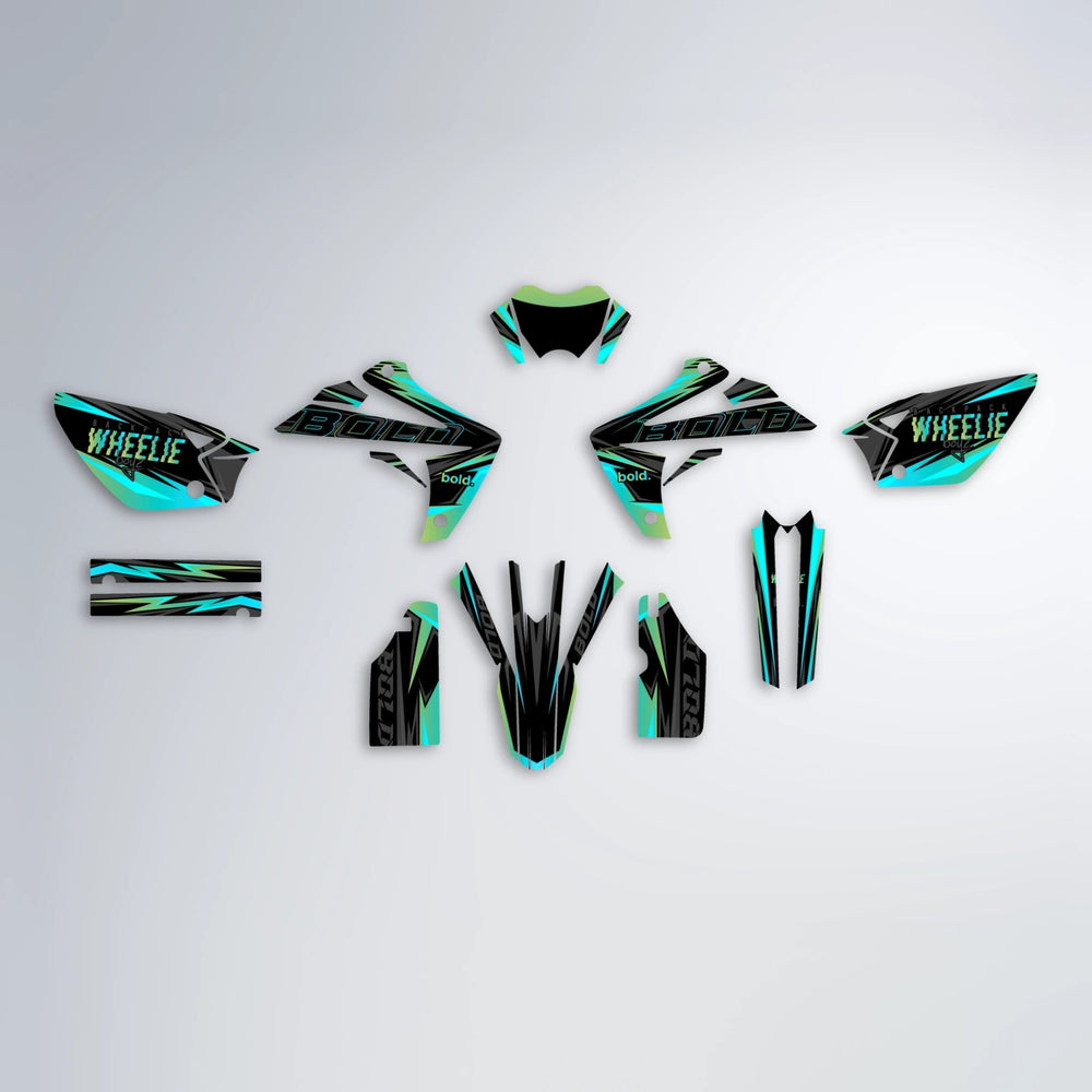 STORM Rieju MRT graphics kit parts layout in Teal