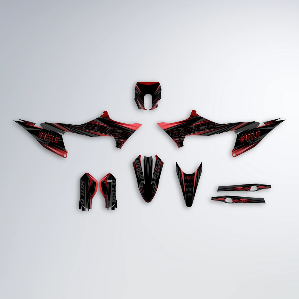 STORM Stark Varg MX graphics kit parts layout in Black & Red