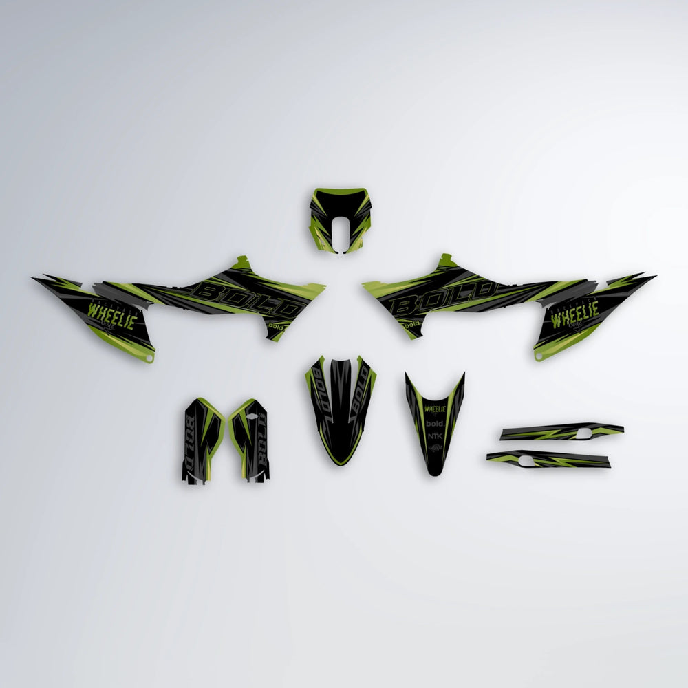 STORM Stark Varg MX graphics kit parts layout in Olive