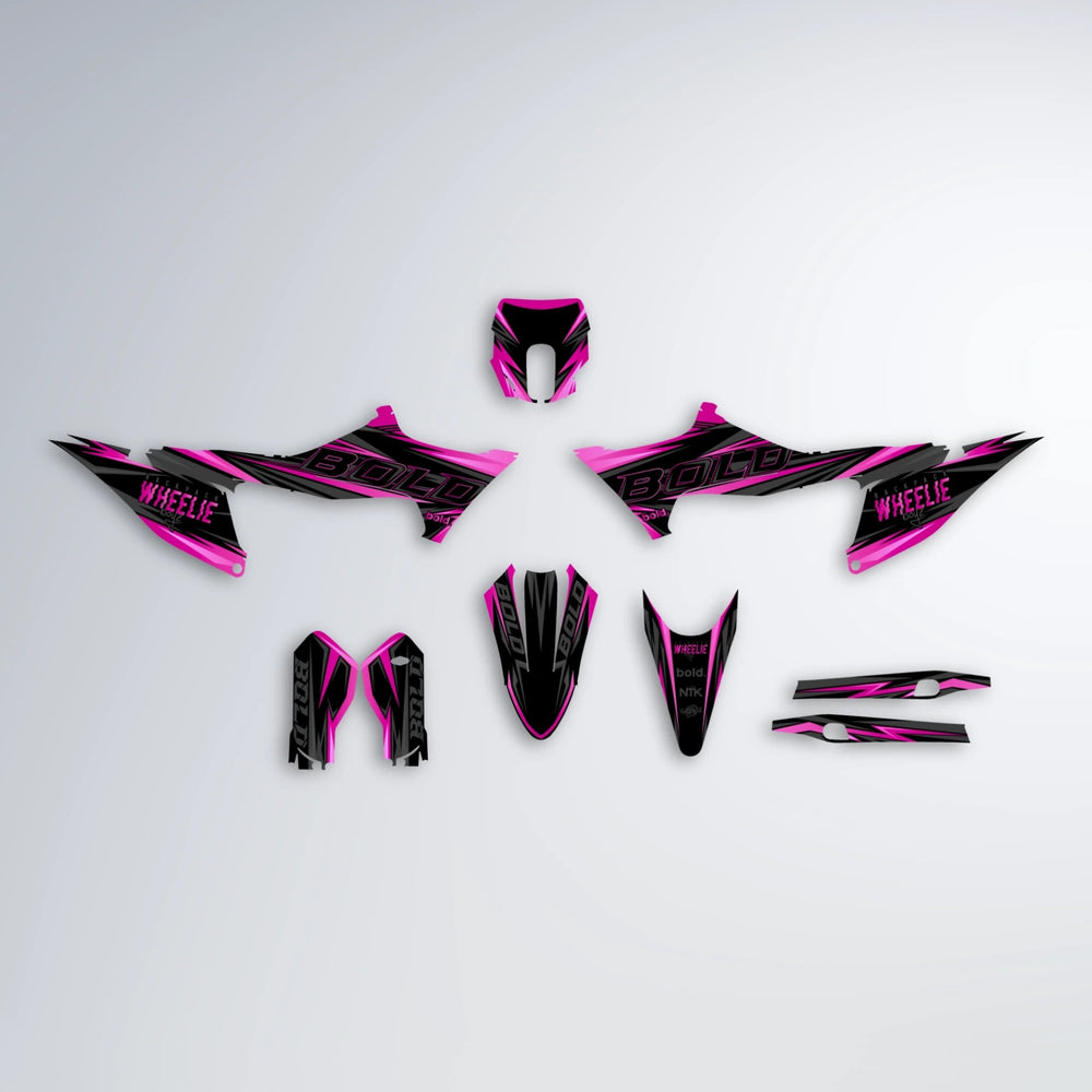 STORM Stark Varg MX graphics kit parts layout in Pink