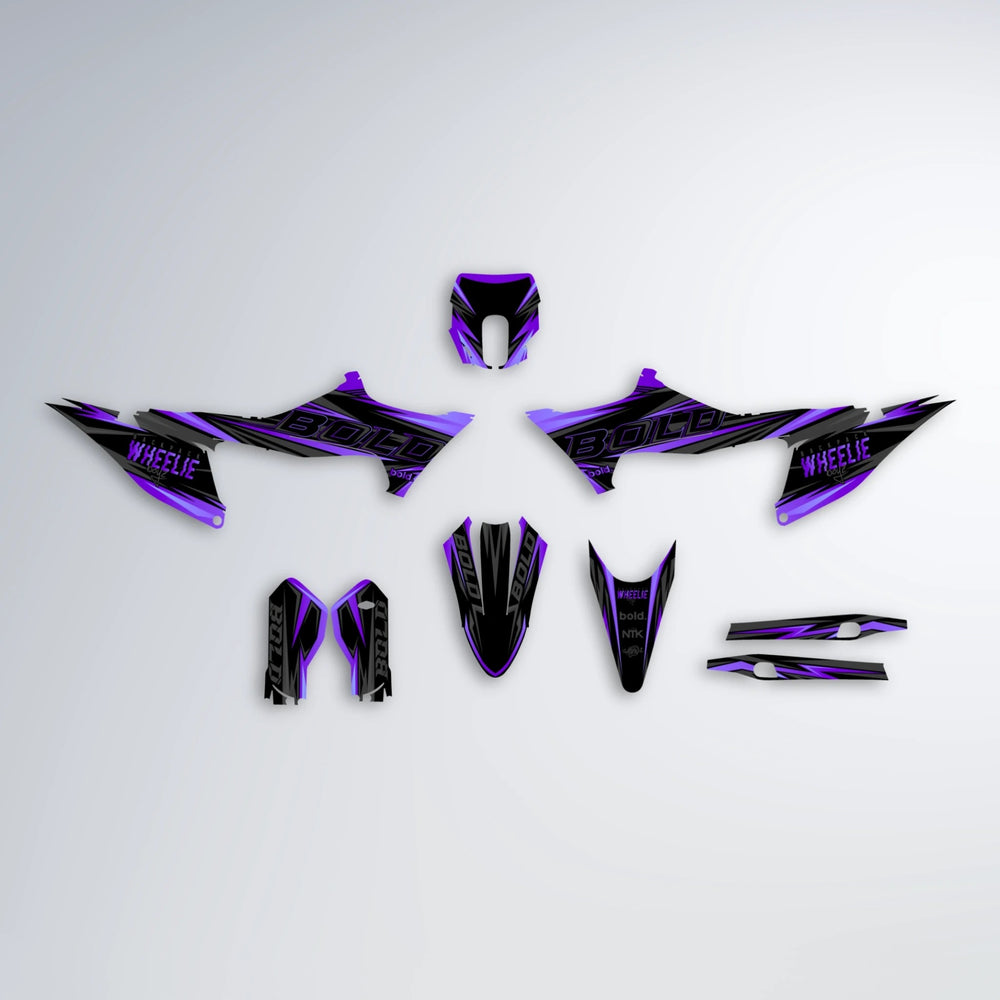 STORM Stark Varg MX graphics kit parts layout in Purple