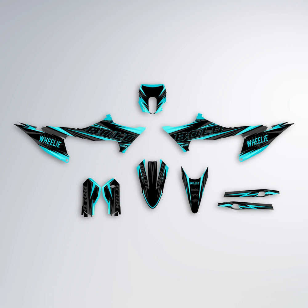 STORM Stark Varg MX graphics kit parts layout in Teal