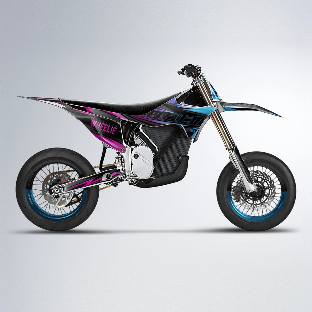 STORM Stark Varg SM supermoto graphics kit in Pink & Light Blue