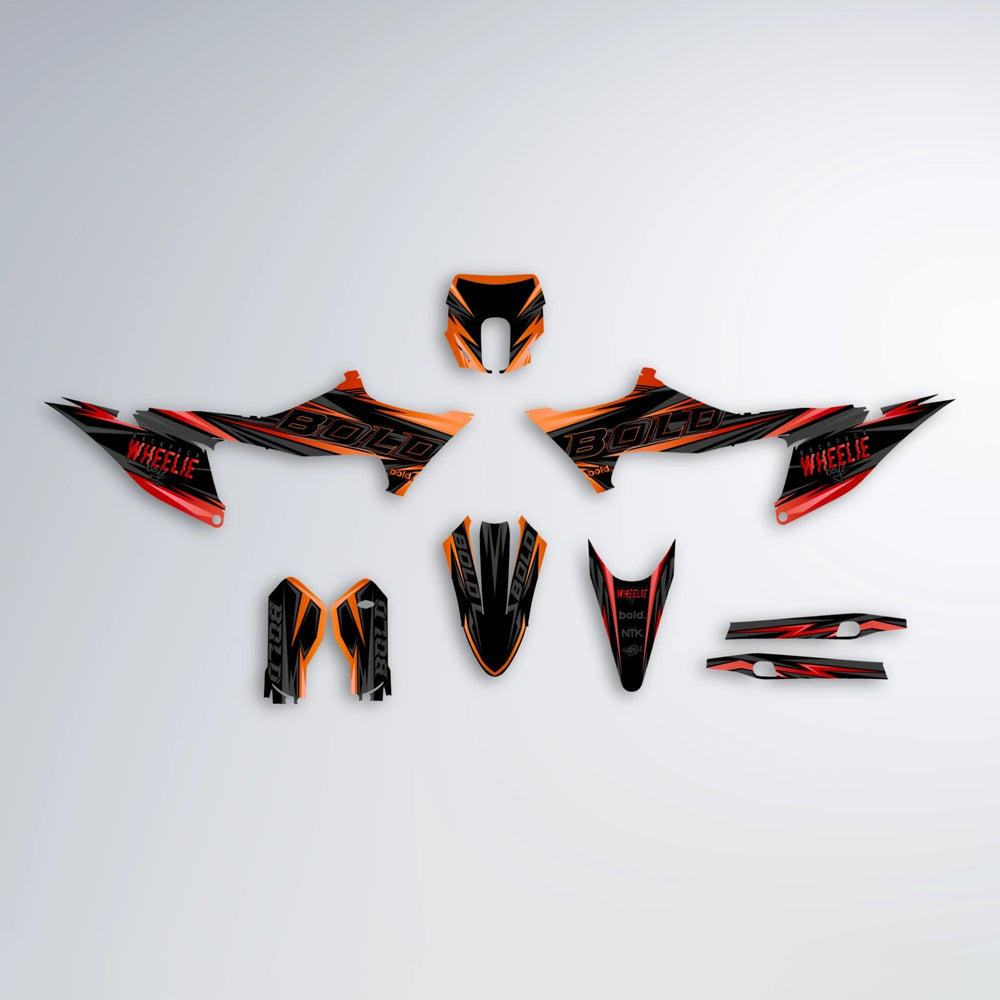 STORM Stark Varg SM graphics kit parts layout in Red & Orange