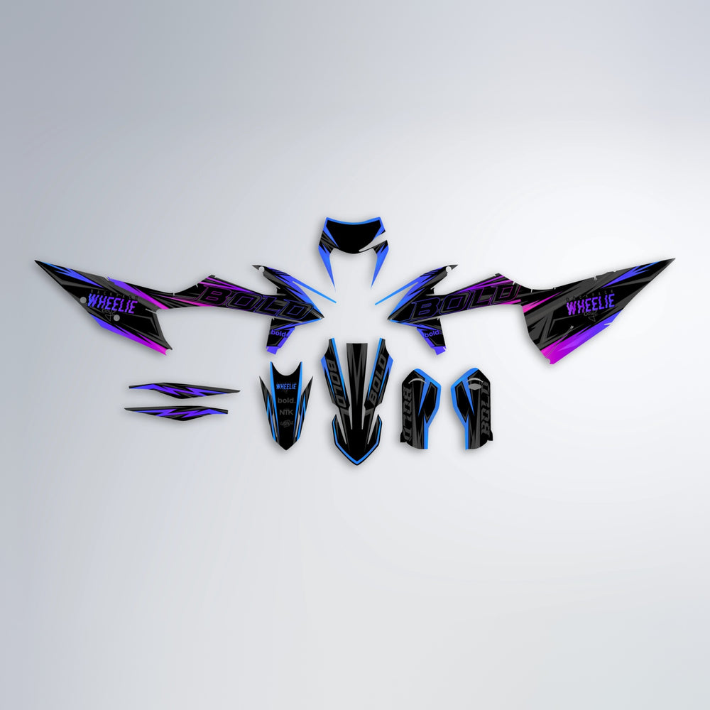 STORM graphics kit parts layout in Blue Purple Fade