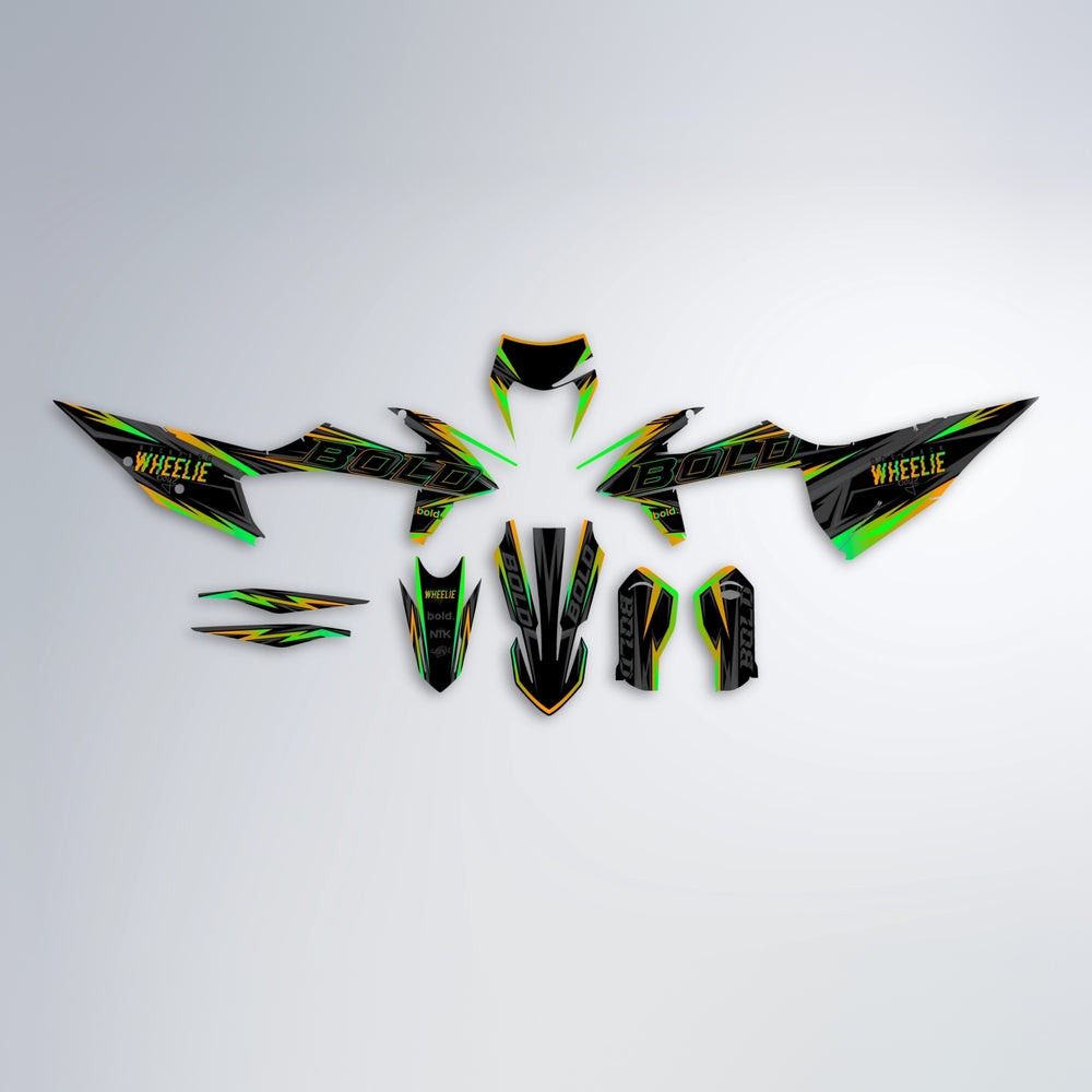 STORM graphics kit parts layout in Green