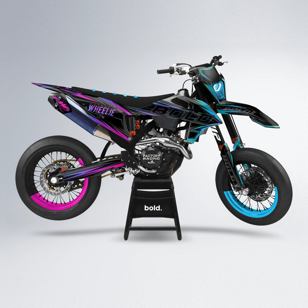 STORM supermoto graphics kit in Pink & Light Blue