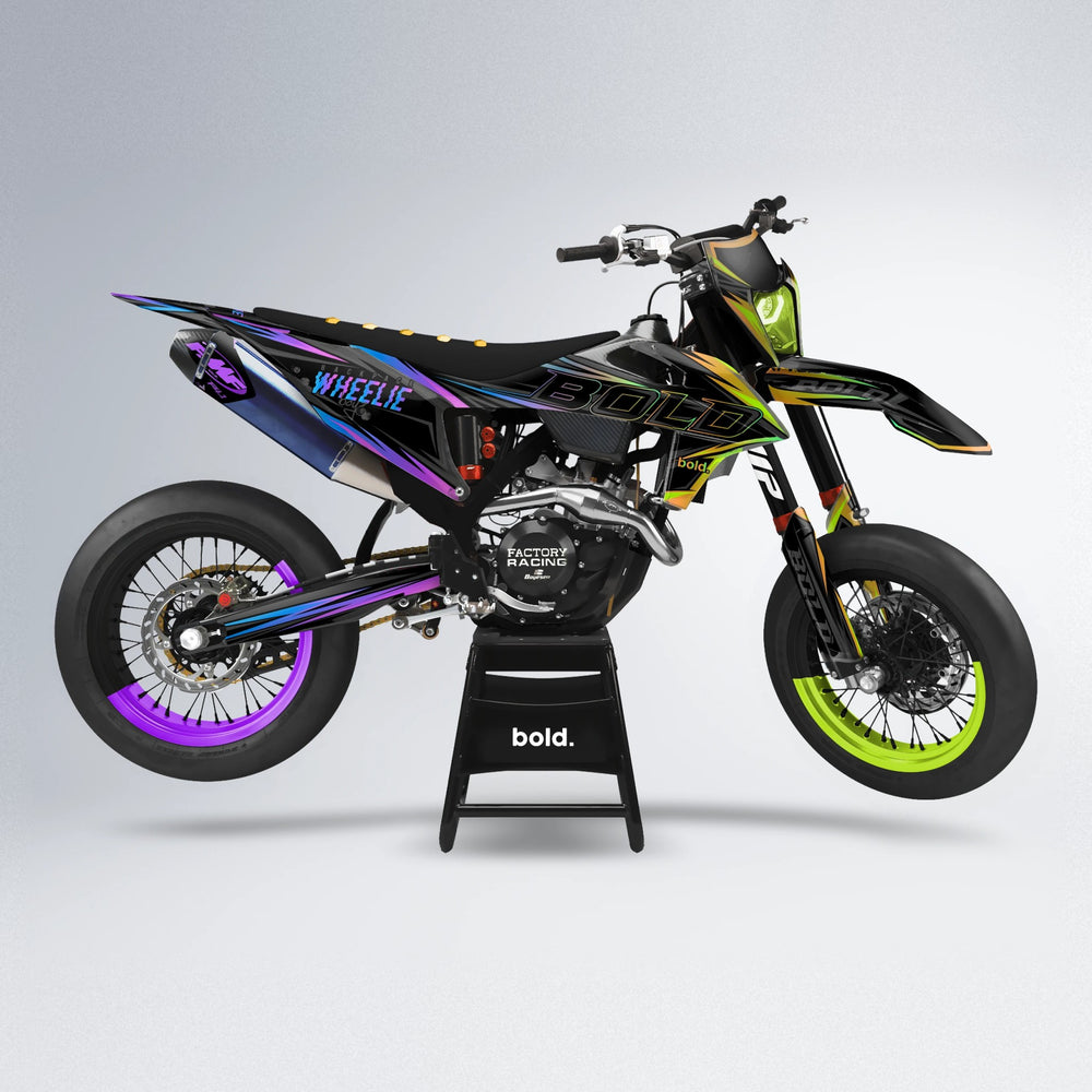 STORM supermoto graphics kit in Purple & Yellow