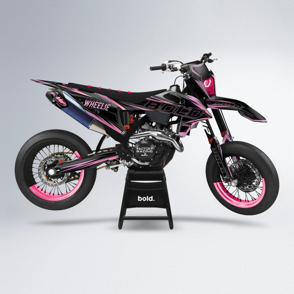 STORM supermoto graphics kit in Sakura Pink