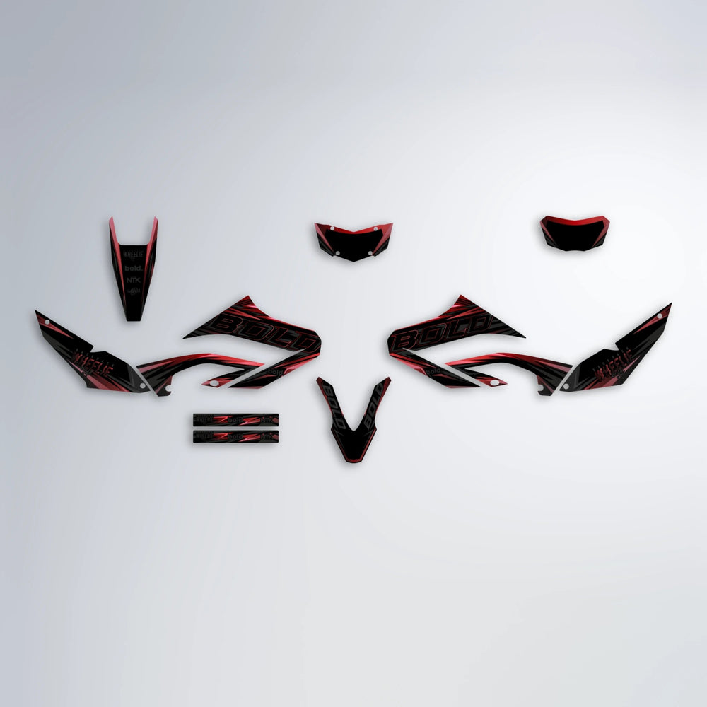 STORM Yamaha WR 125X graphics kit parts layout in Black & Red