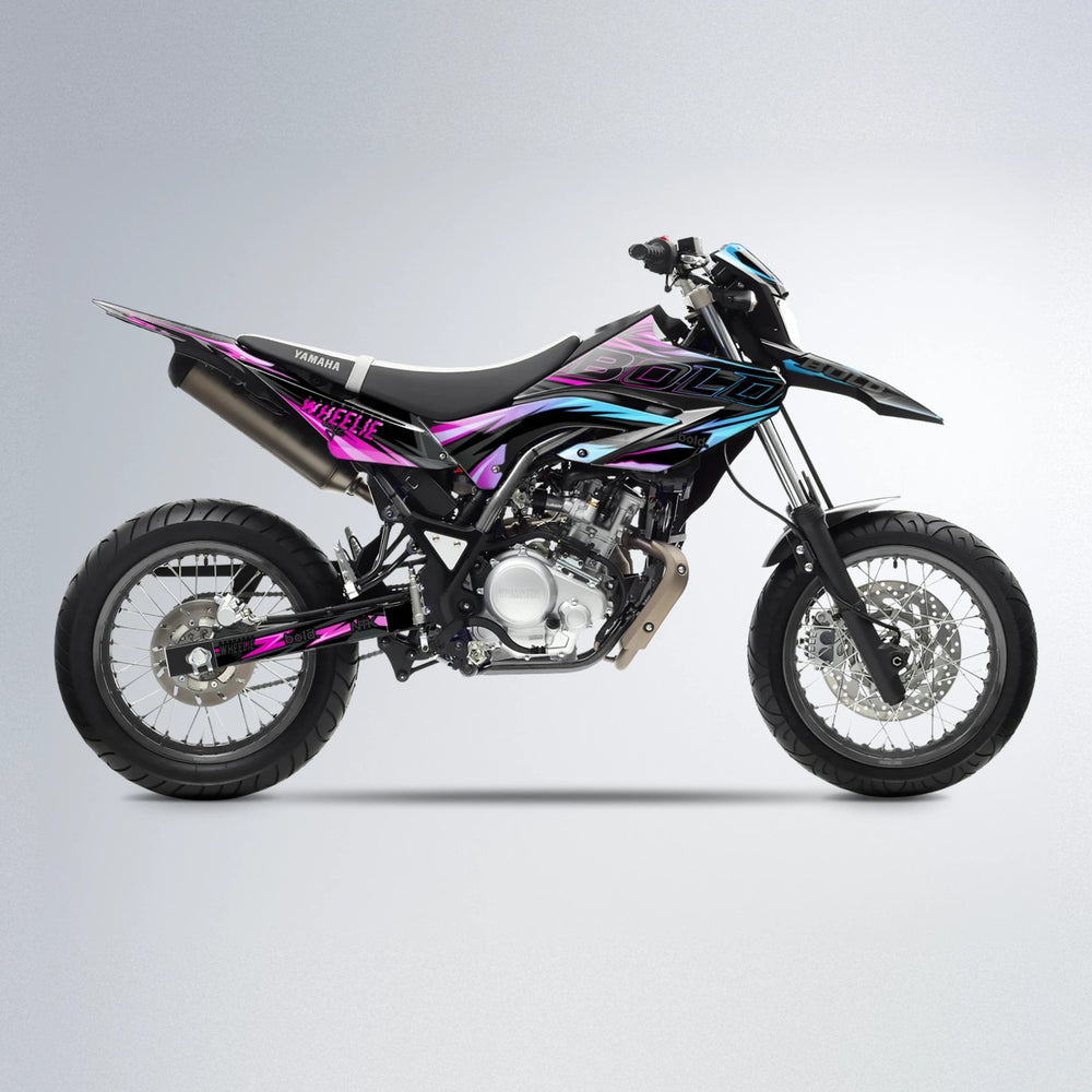 STORM Yamaha WR 125X supermoto graphics kit in Pink & Light Blue