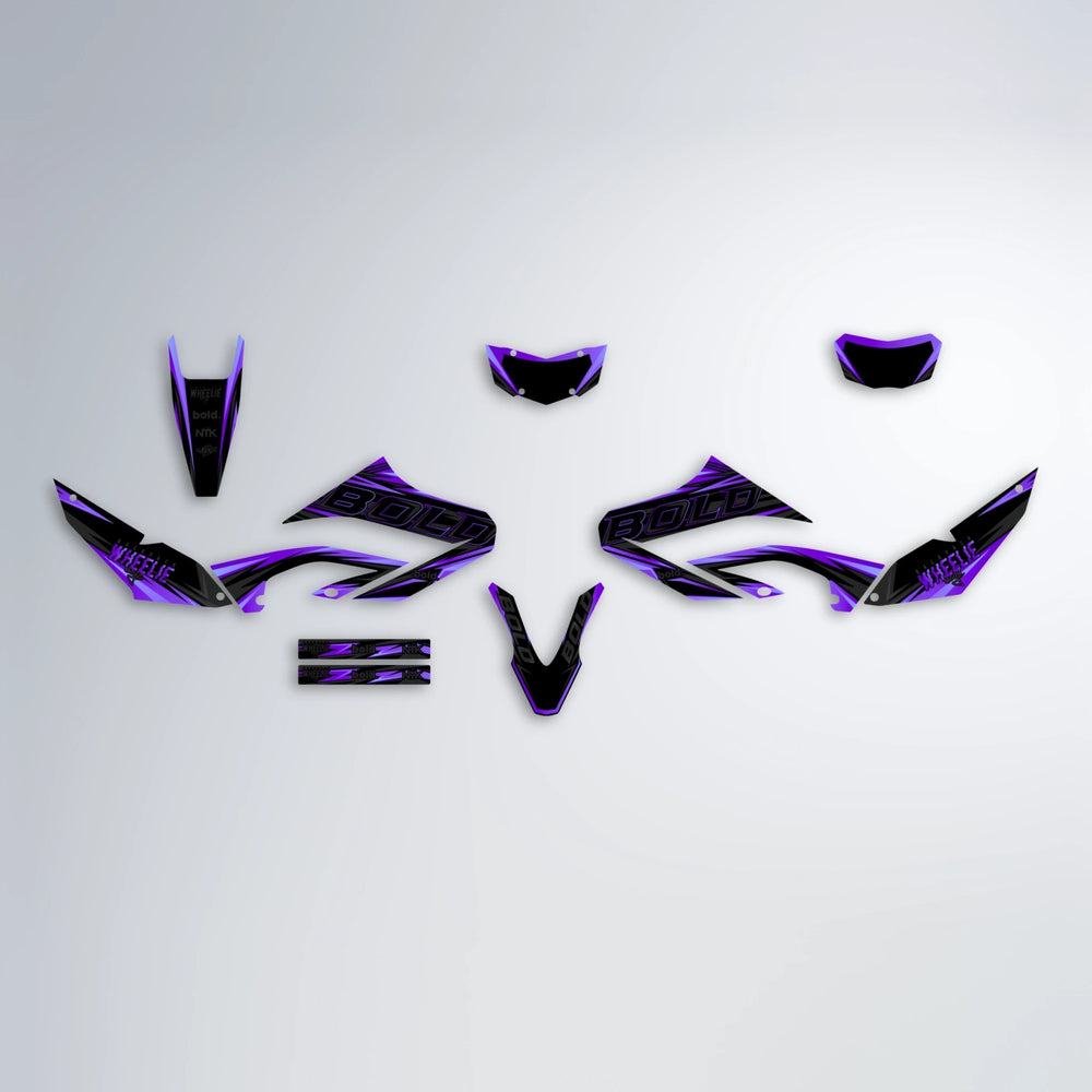 STORM Yamaha WR 125X graphics kit parts layout in Purple