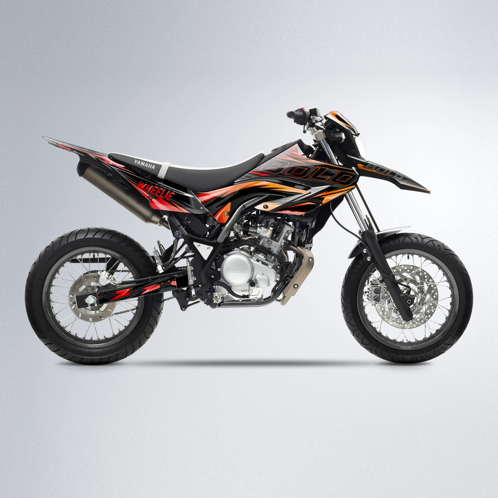 STORM Yamaha WR 125X supermoto graphics kit in Red & Orange
