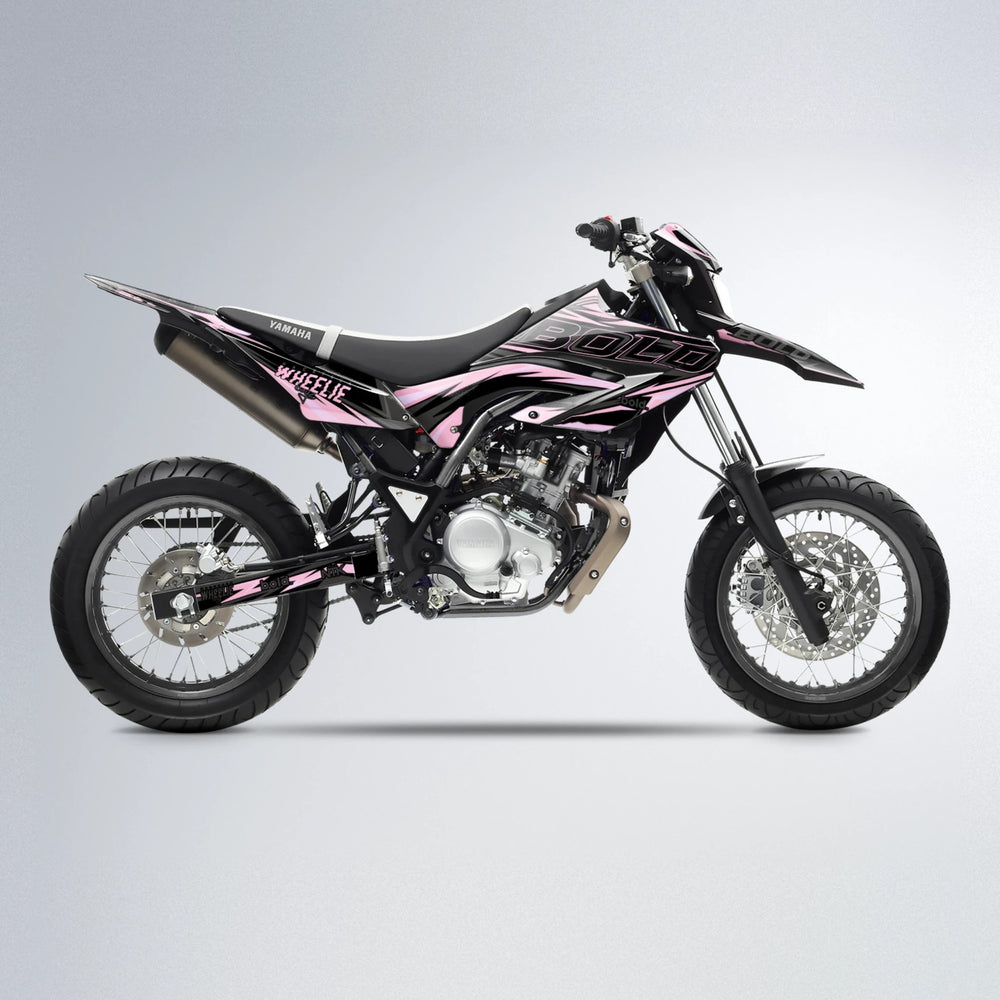 STORM Yamaha WR 125X supermoto graphics kit in Sakura Pink