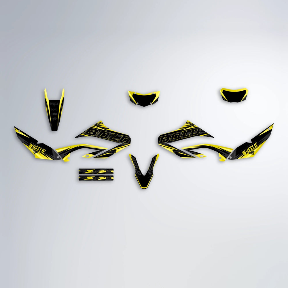 STORM Yamaha WR 125X graphics kit parts layout in Yellow