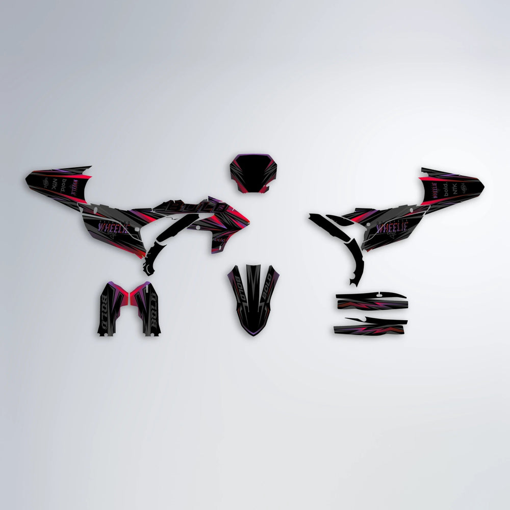 STORM Yamaha YZF SM graphics kit parts layout in Black & Red