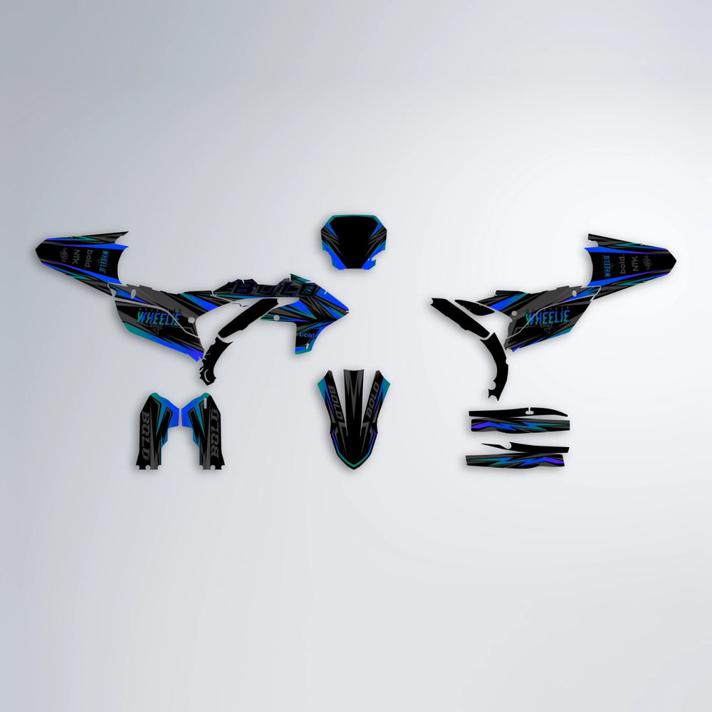 STORM Yamaha YZF SM graphics kit parts layout in Blue