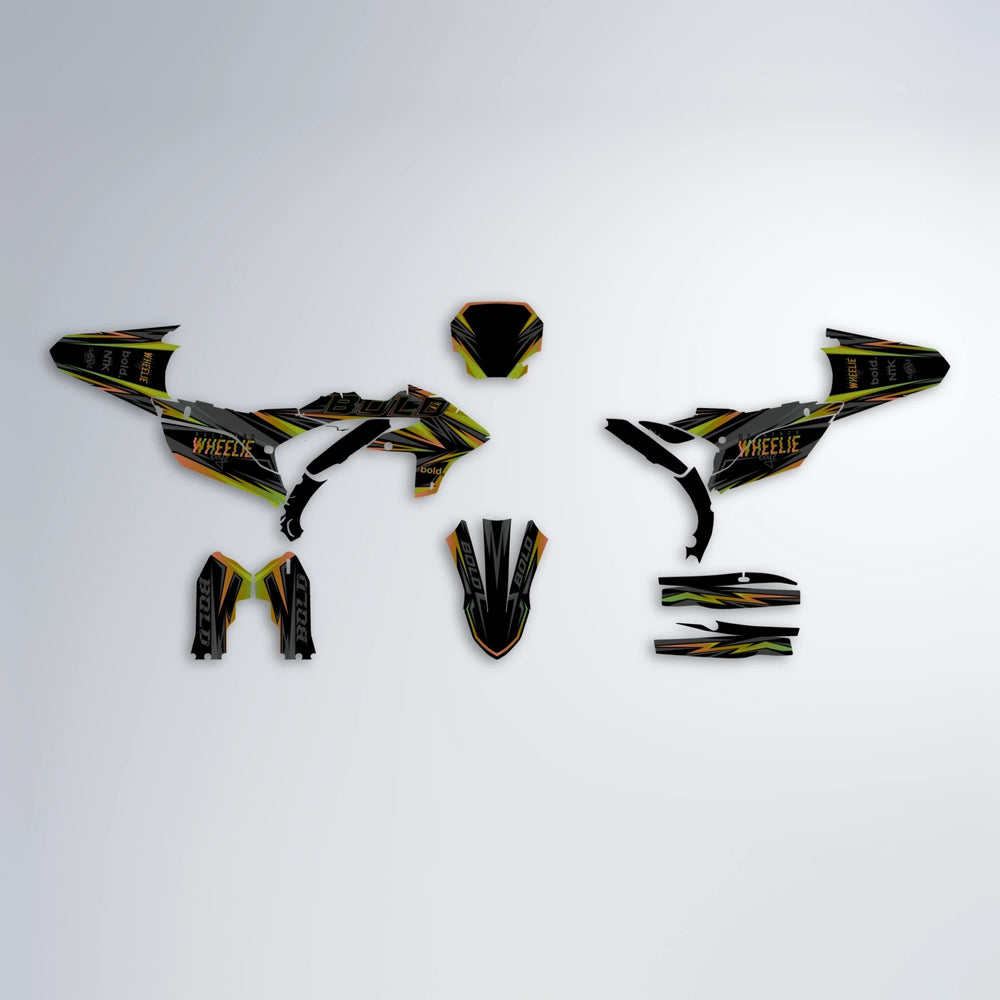 STORM Yamaha YZF SM graphics kit parts layout in Olive