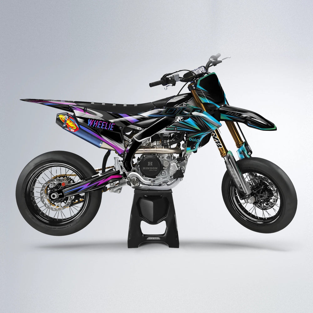 STORM Yamaha YZF SM supermoto graphics kit in Pink & Light Blue