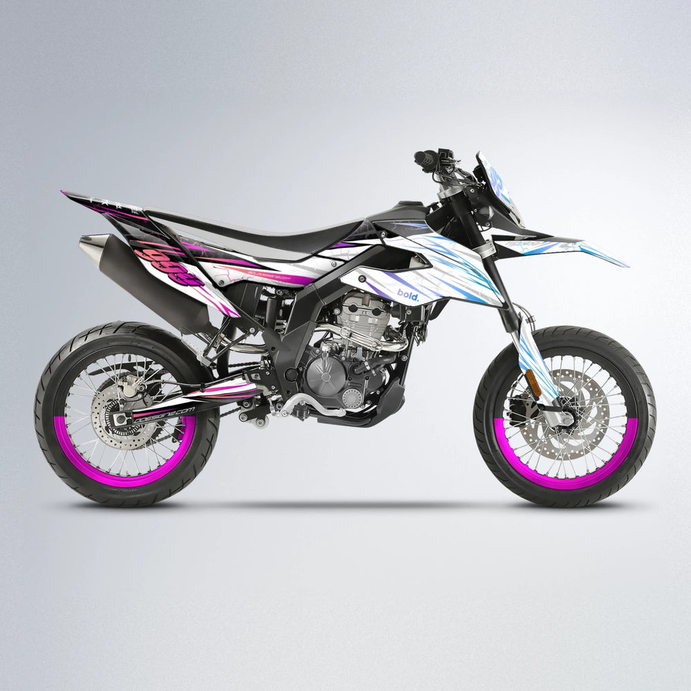 SUNRISE Aprilia SX 125 supermoto graphics kit in Pink & Light Blue