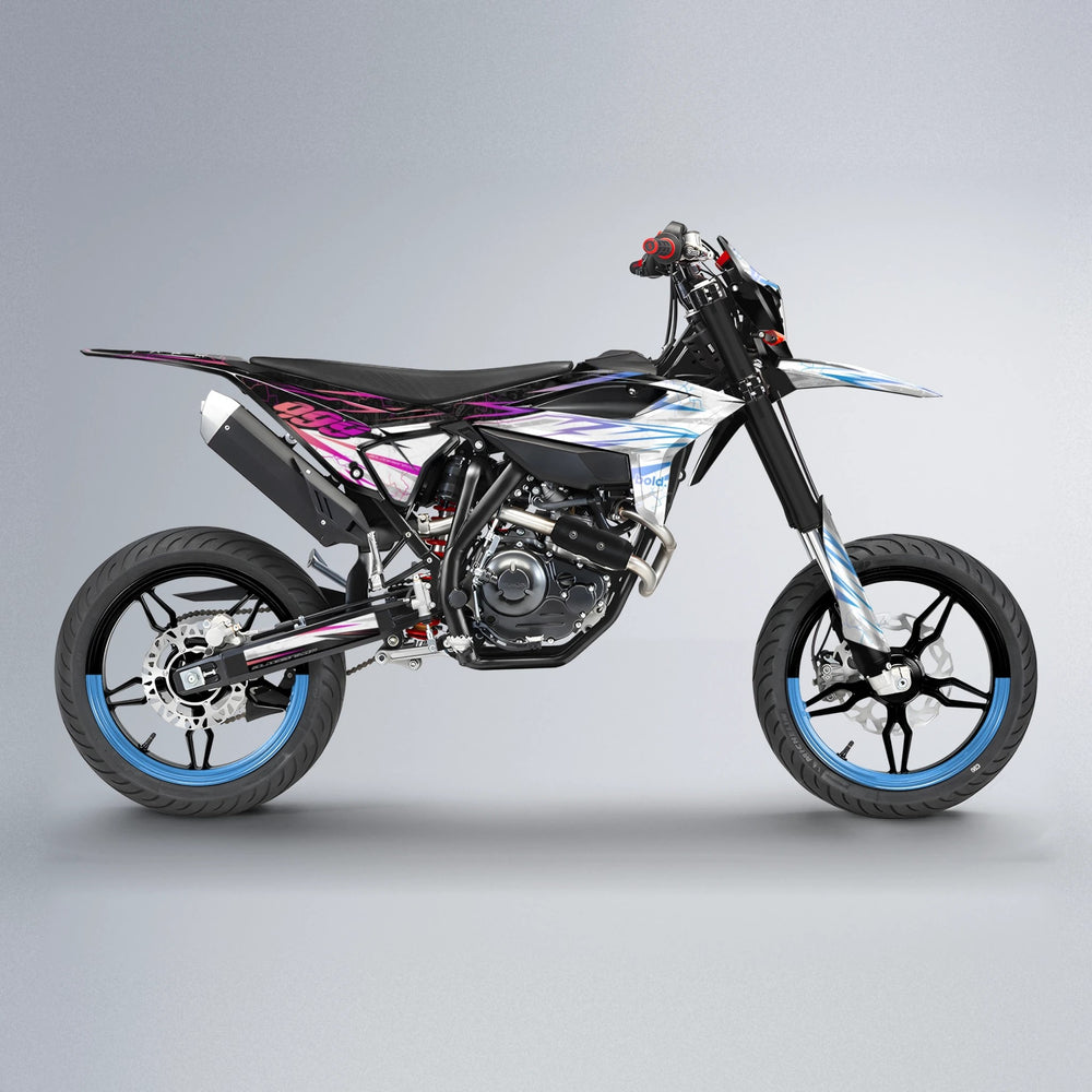 SUNRISE Beta supermoto graphics kit in Pink & Light Blue