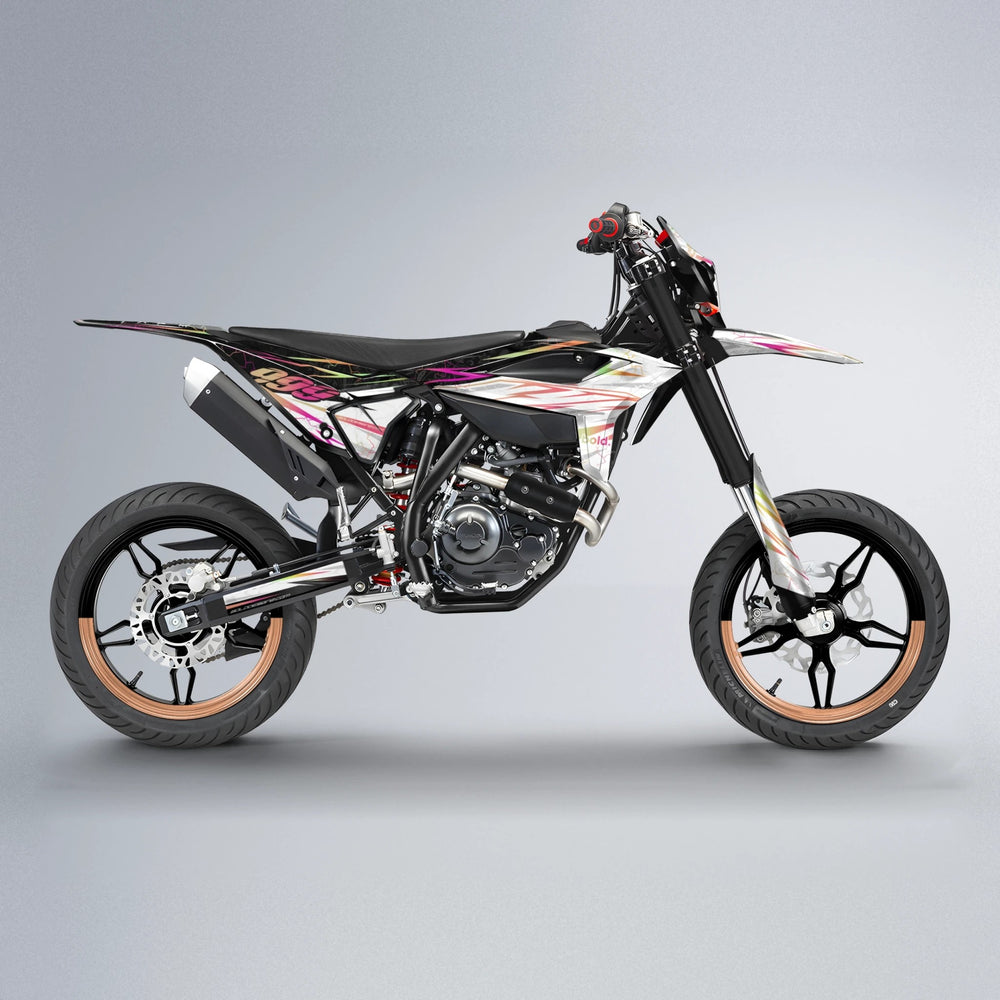 SUNRISE Beta supermoto graphics kit in Pink & Yellow